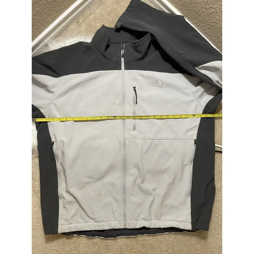 The North Face Jacket Mens X-Large White Gray Softshell Full Zip Fleece Lined